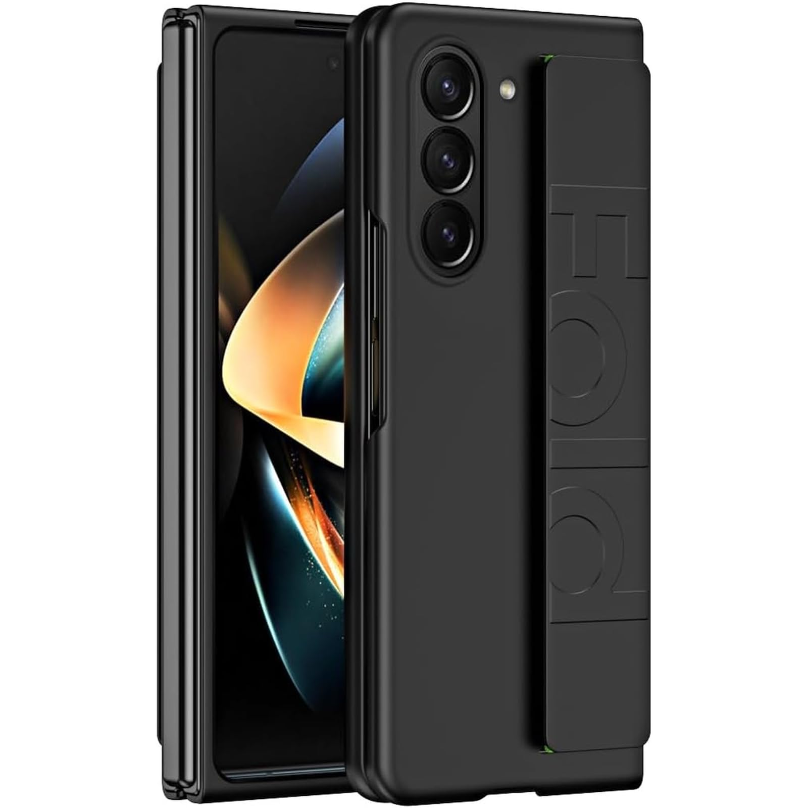 EKSED Custodia per Telefono Custodia con cavalletto per Samsung Galaxy Z Fold 5 5G Cover con Impugnatura in Silicone, Custodia Protettiva per Tutto Il Corpo con Cinturino per Dito Design Portatile