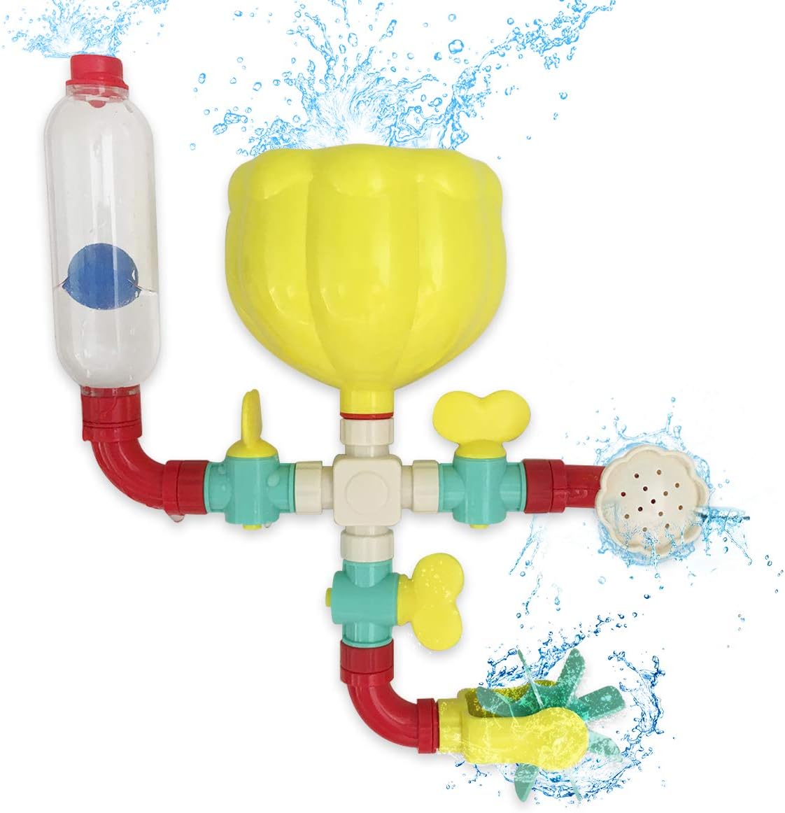 Lydaz Pipe Bath Toys with Fun Widgets - Educational Bathtub Water Toy for Age 1 2 3 4 5 6 7 Years Old Kids Baby Toddlers - Multiple Ways to Play - Mold Free Bath Toys Set for Boys and Girls