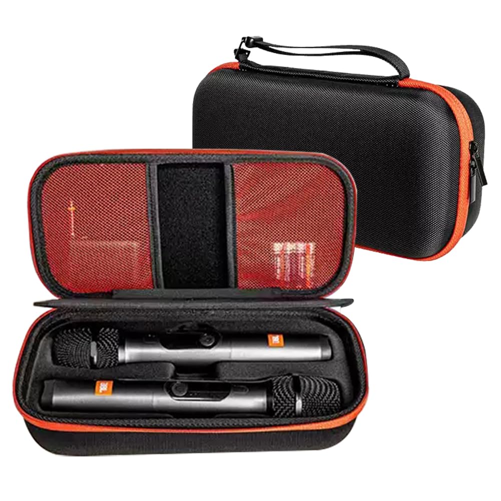 Étui Rigide EVA pourJBL PartyBox Wireless Micros - Boîte de Stockage Antichoc avec Poignée, Sac de Transport Étanche Protecteur pour Microphone, Organisateur Durable (Noir)