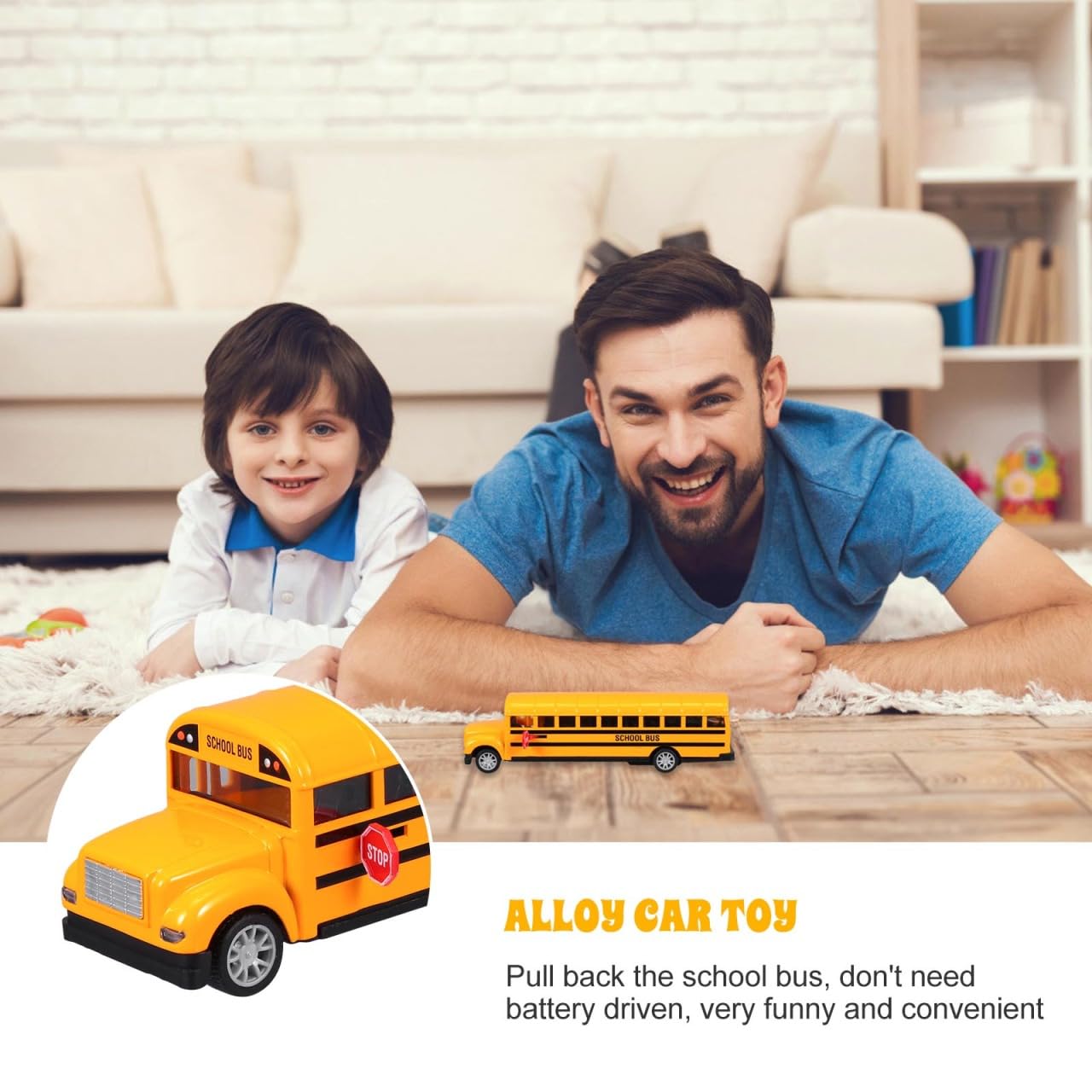 NUOBESTY Schulbus Spielzeug Groß Pull Back Modell Bus 1:24 Legiertes Kinderspielzeug Ohne Batterie Für Kinder Hände Feinmotorik Training Und KinderhäNde Geschenk