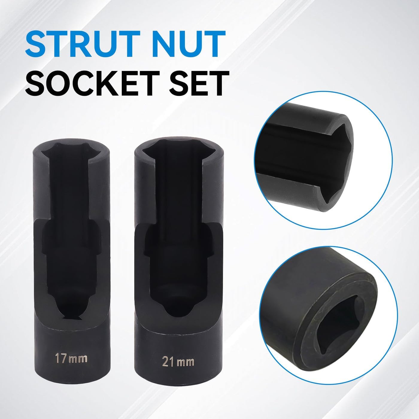 2PC Suspension Strut Socket Set -17mm/21mm Strut Nut Sockets for Automotive Repair