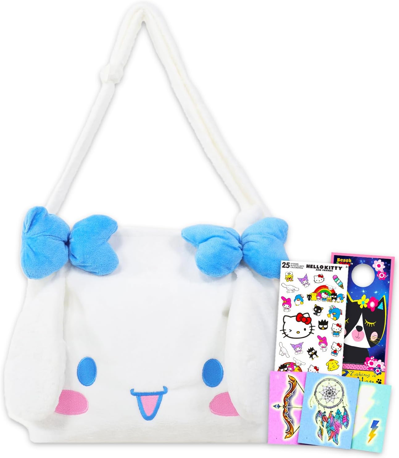 Cinnamoroll Plush Purse Set - Bundle with Cinnamoroll Plushie Plus Stickers, Tattoos and More | Hello Kitty and Friends Cinnamoroll Purse for Girls