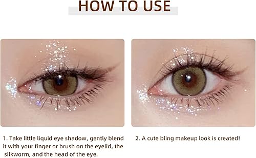 Miniatura 7 de YMH BEAUTE Sombra de ojos líquida con purpurina, pigmentada, de larga duración, secado rápido, fácil de aplicar, pegamento suelto con purpurina para