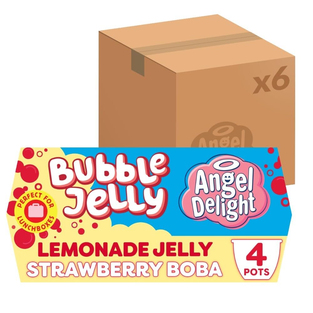 Angel Delight Lemonade Jelly & Strawberry Boba Dessert Snack Pots (24-Pack)