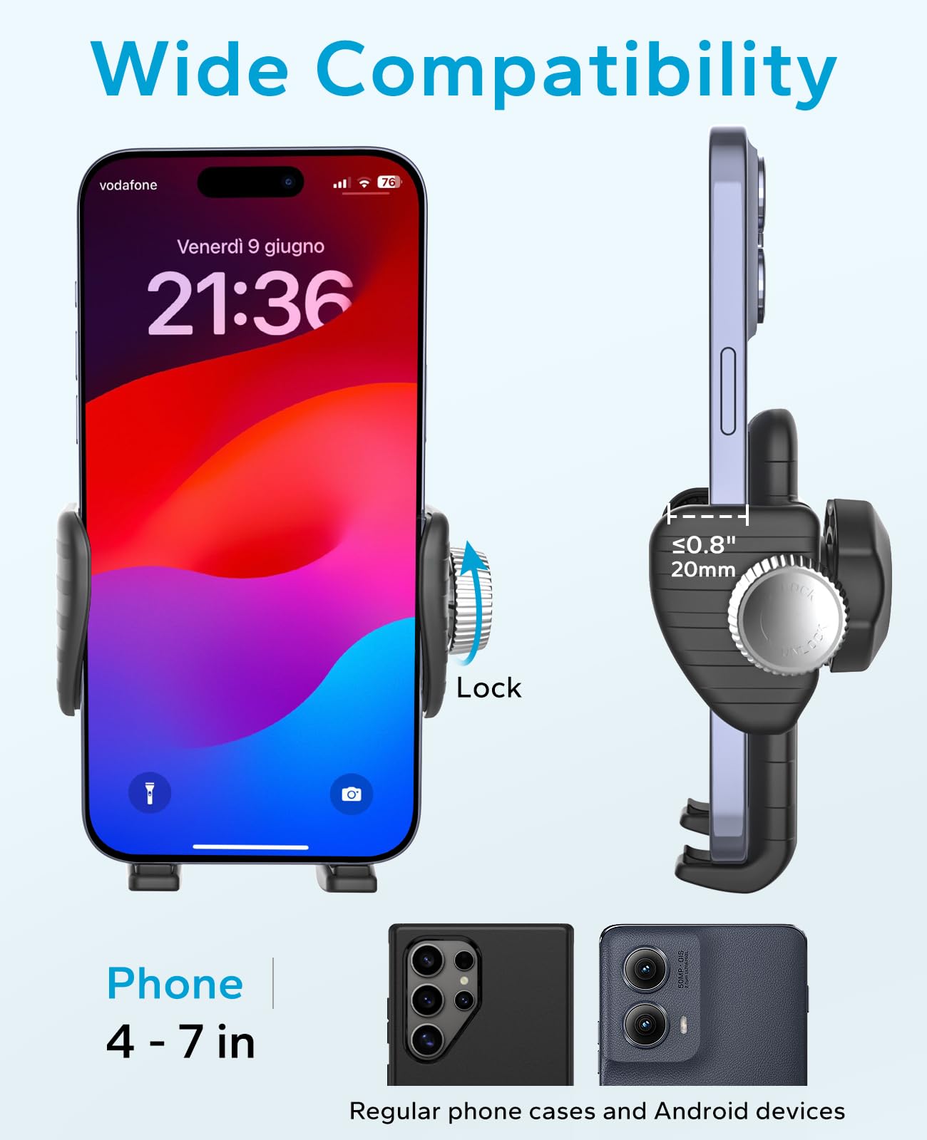 GDZN Supporto per cellulare per sedia a rotelle e passeggino, supporto per cellulare per bicicletta, manubrio per tapis roulant