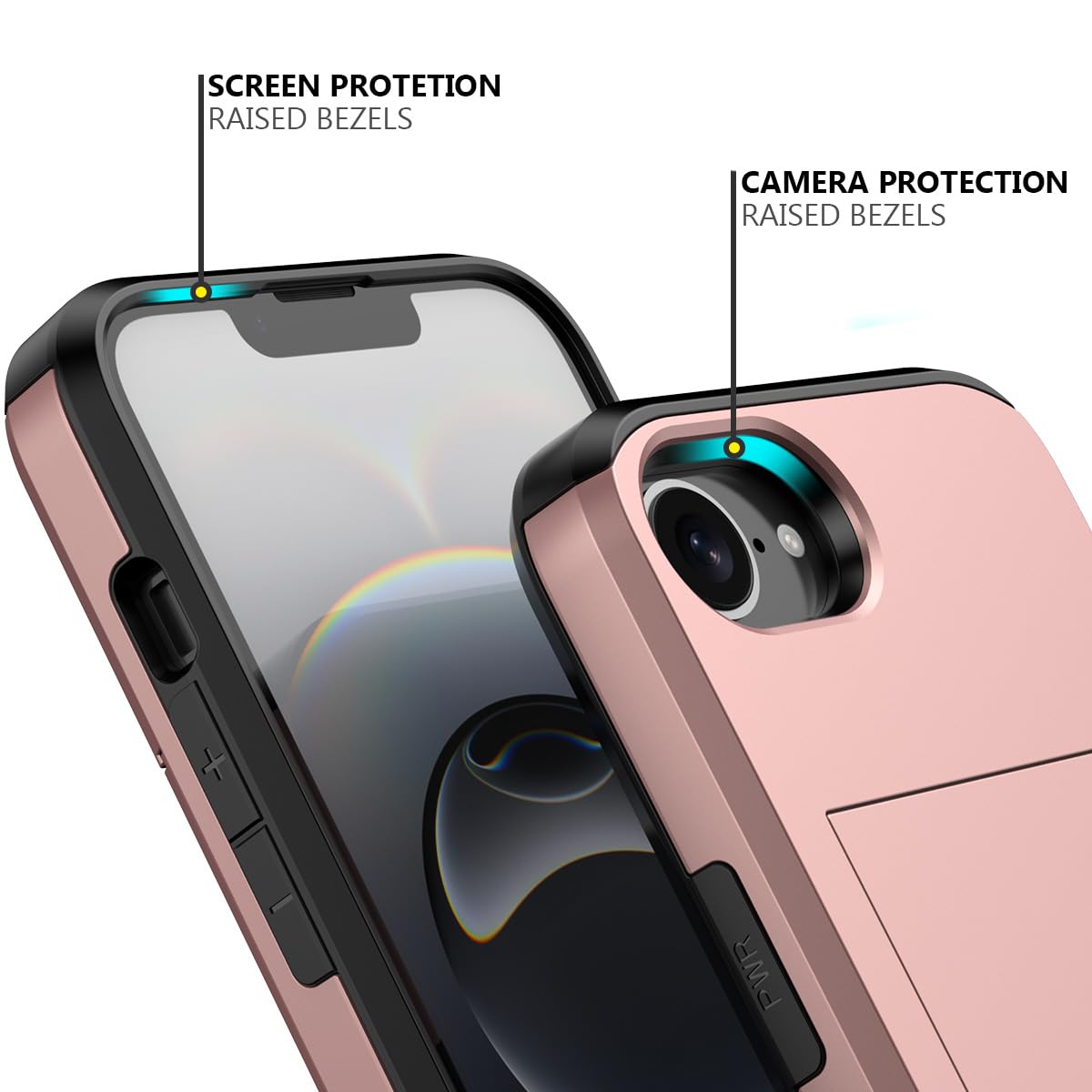 Schutzhülle Für IPhone 16e Mit Kartenfach – Roségold, Doppellagig, Schlank