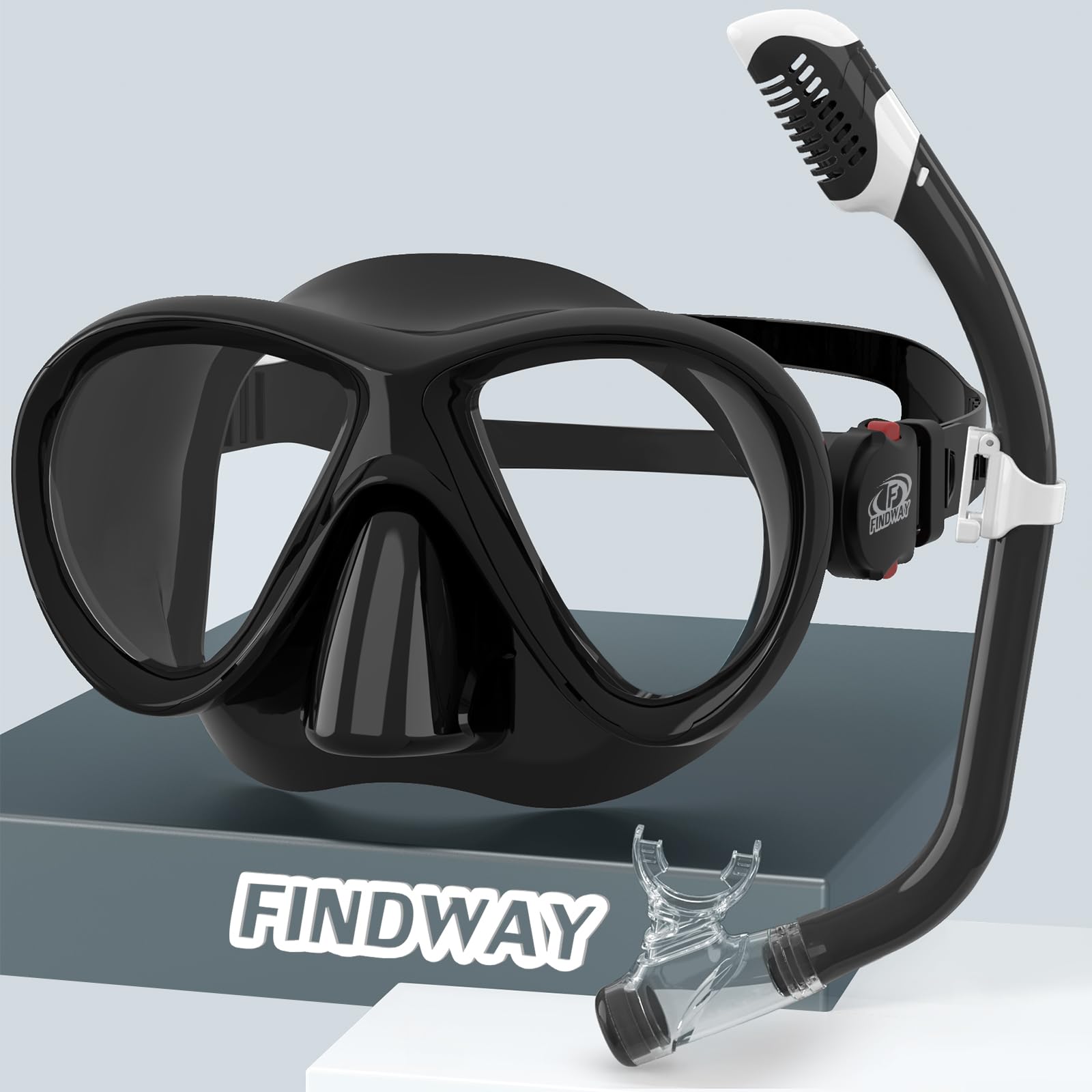 Findway Taucherbrille Kinder, Schwimmbrille Kinder für Jungen Mädchen,Schnorchelmaske Kinder 180°Panorama Verstellbares Silikonband Anti-Leck Tauchmaske Kinder für 3-14 Jahre