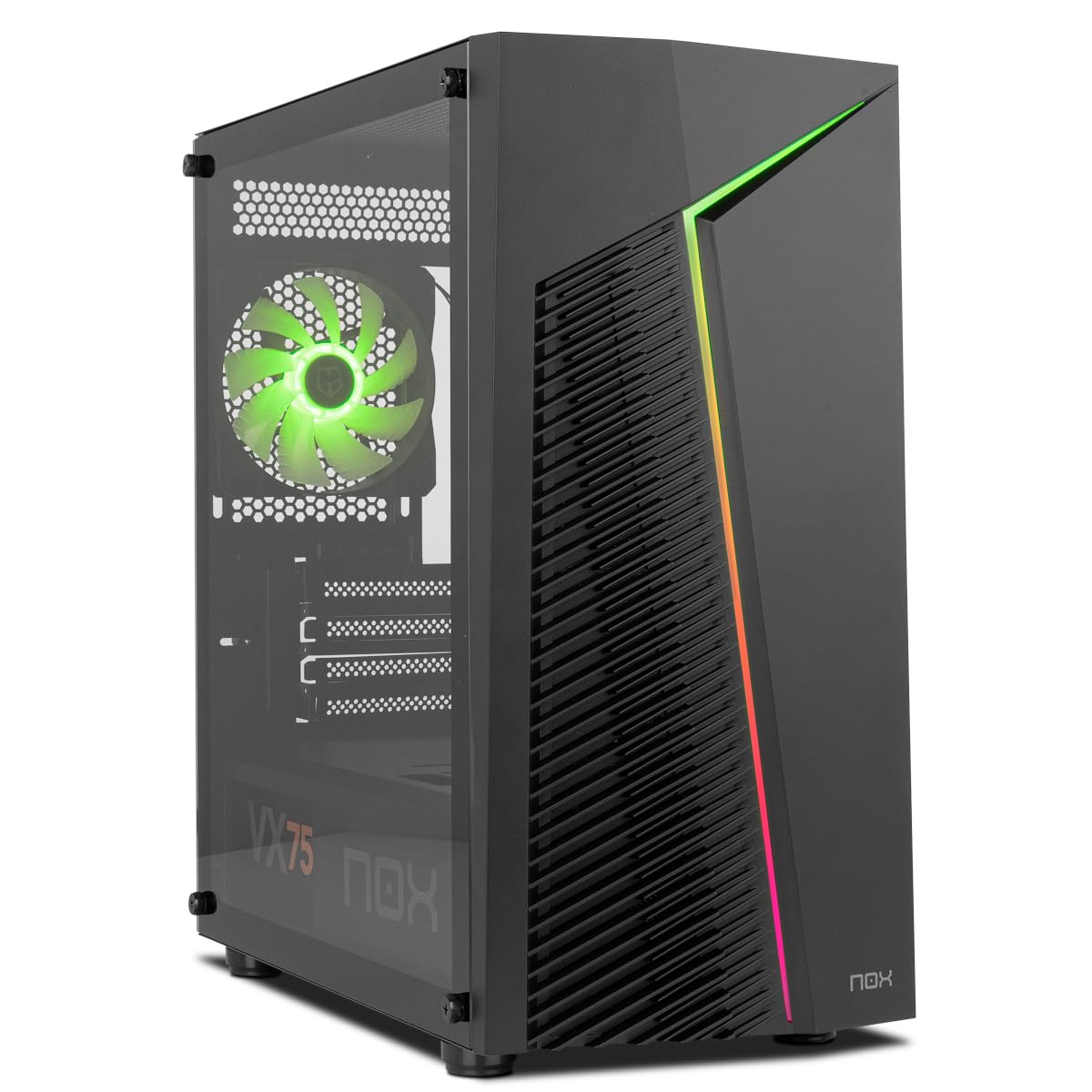 NOX XTREME PRODUCTS Infinity Zeta M-ATX/ITX ARGB Rainbow Dynamic Mini Tower Tempered Glass Side Panel, Space for 6 Fans, Compatible with up to 310mm Graphics Cards, USB 3.0, Black