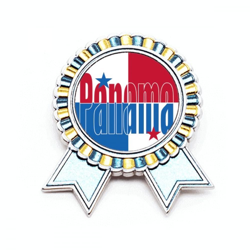 Broche drapeau du Panama médaille d'honneur Art déco en métal