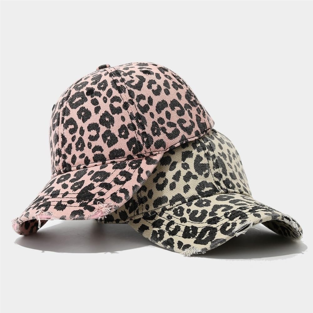 Superior Vintage Leopard Print Y2K czapka z daszkiem, unisex, stylowy postarzany design, wszechstronna modna czapka z rondem
