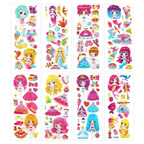 Pegatinas Nios, Más de 130 Diferentes Pegatinas 3D Lindas Sirena para álbumes de Recortes Incluyendo, Vestido, Concha, Nia Rosa, Lazo, etc.