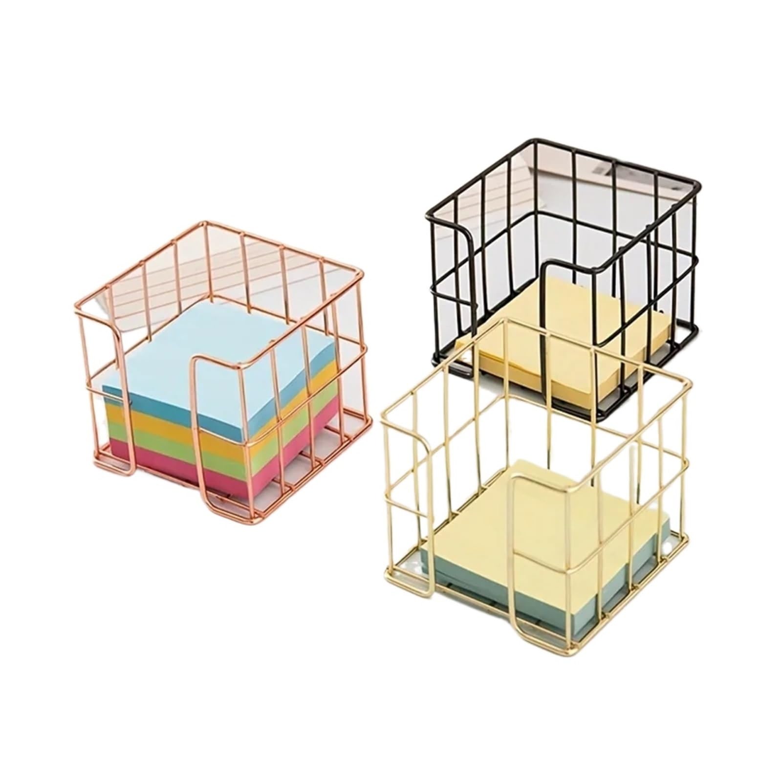 Yangshe Mix 3Pcs Metal Note Holder Cube Desktop Organizer For Desk Office Supplies