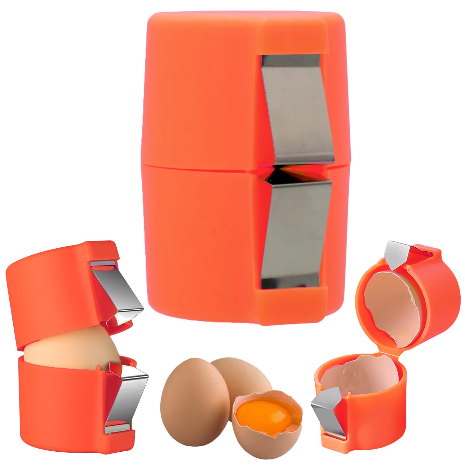 Egg Cracker Tool | Easy Shell Egg Opener | Handheld Egg Seperator Tool | Perfect for Baking, Scrambled Eggs & Omelets – No Mess, No Shell Pieces (Orange - 1 Pc)