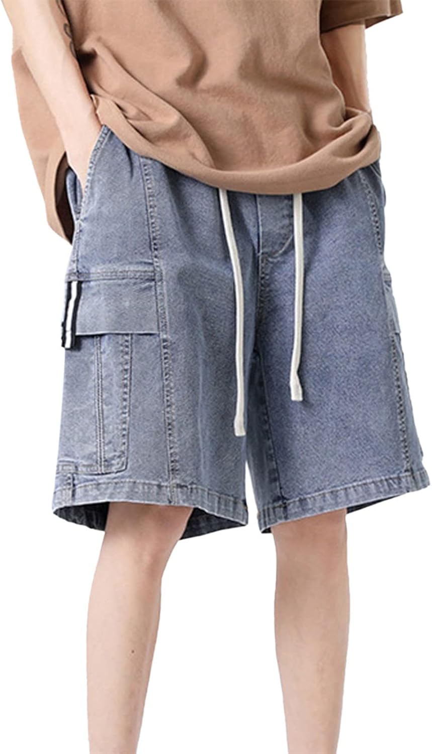 Mens Casual Denim Shorts Elastic Waist Drawstring Colombia Ubuy