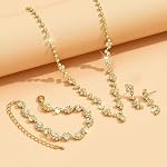 Silver Ensemble de bijoux pour femmes Costume Bijoux pour femmes Collier en Strass Boucles d'oreilles Bracelet Set Robe de bal Accessoires de bal de mariée Ensembles de bijoux de bal pour mariage