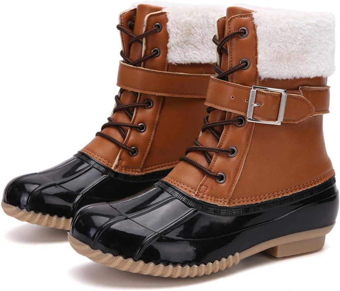 CrazycatZ Womens Mid Calf Snow Boots Lined Fleece Anti Slip Snow Boots