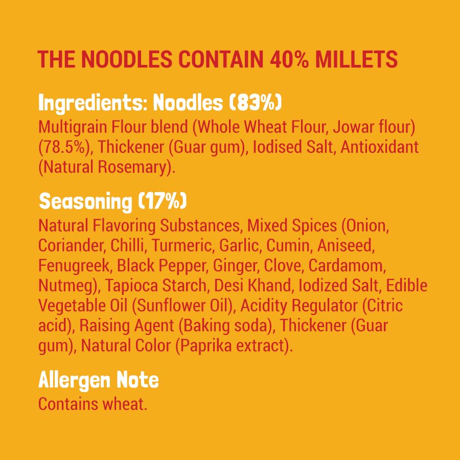 Image of Slurrp Farm No Maida, No MSG Instant Noodles | Magic Masala | Not Fried, Millet Noodles, 4 X 57 g (Pack of 2)