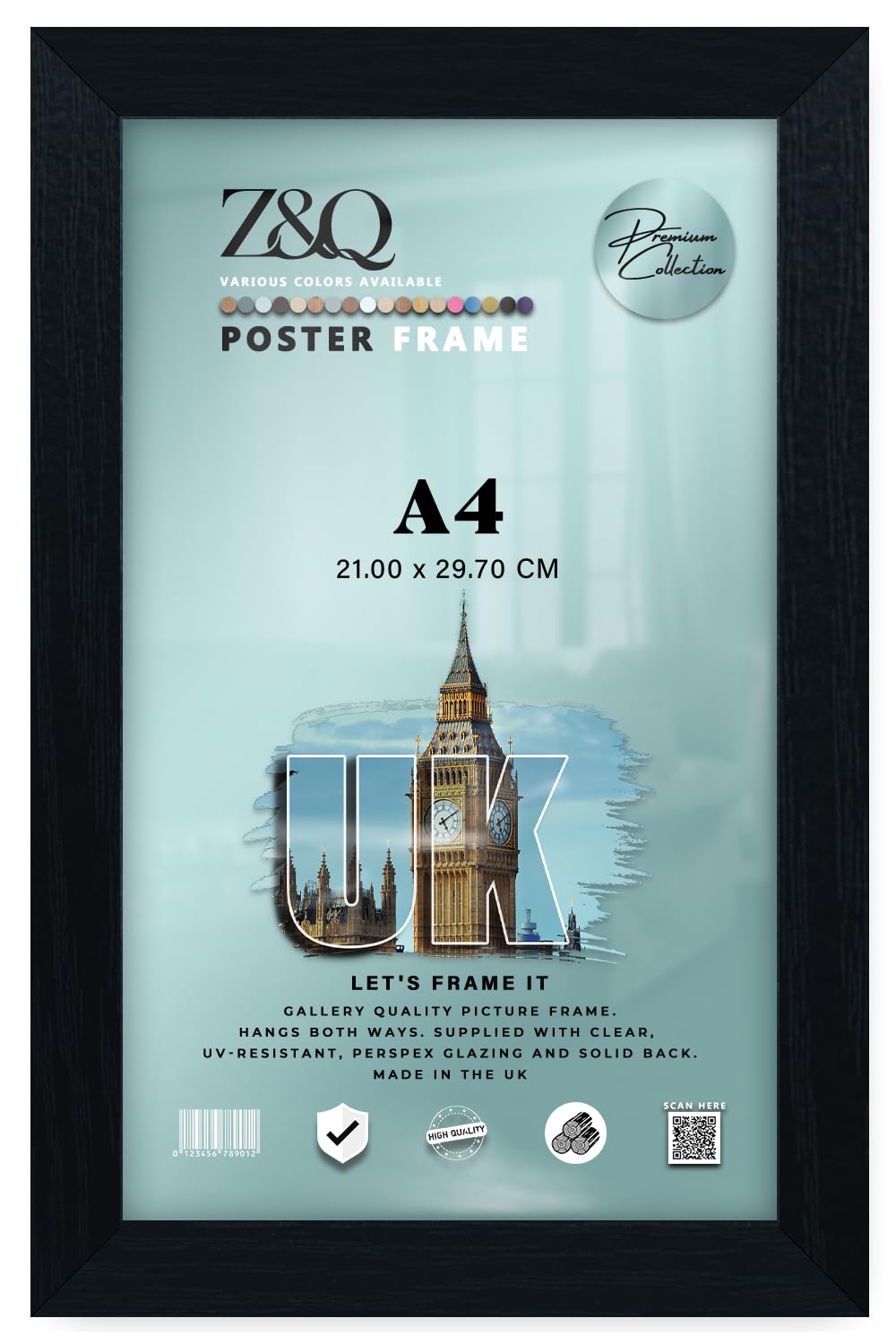 Z&Q Elegant A4 21 X 29.70 CM Poster Frame Black 11 X 8 Inch For Wall And Tabletop Display Of Artwork And Photographs With Slim Border To Enhance Home Office Gallery And Living Spaces