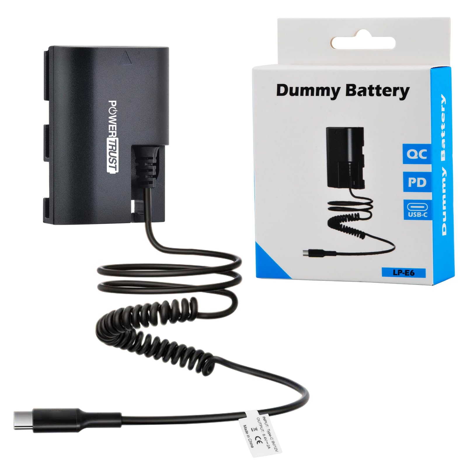 LP-E6 LP-E6N Dummy-Batterie mit USB-C-Ladung für Canon EOS R7 R6 R5 R 90d 80d 70d 60d 7d Mark II, 5d Mark II III IV, 6d Mark II II.