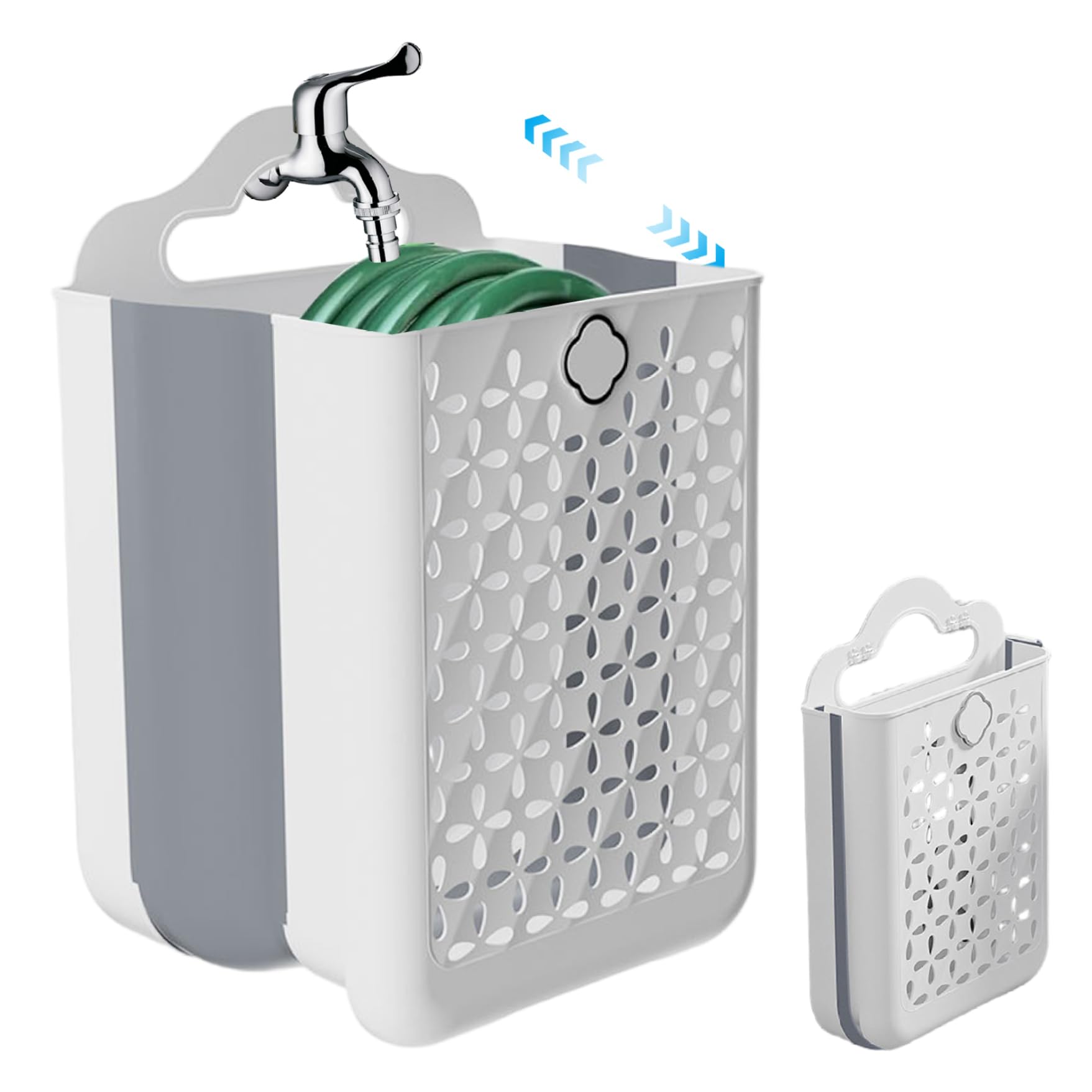 Vistnale Hose Reel Box, Expandable Strong Load Garden Hose Holder With Round Handle For Outside Yard Garden