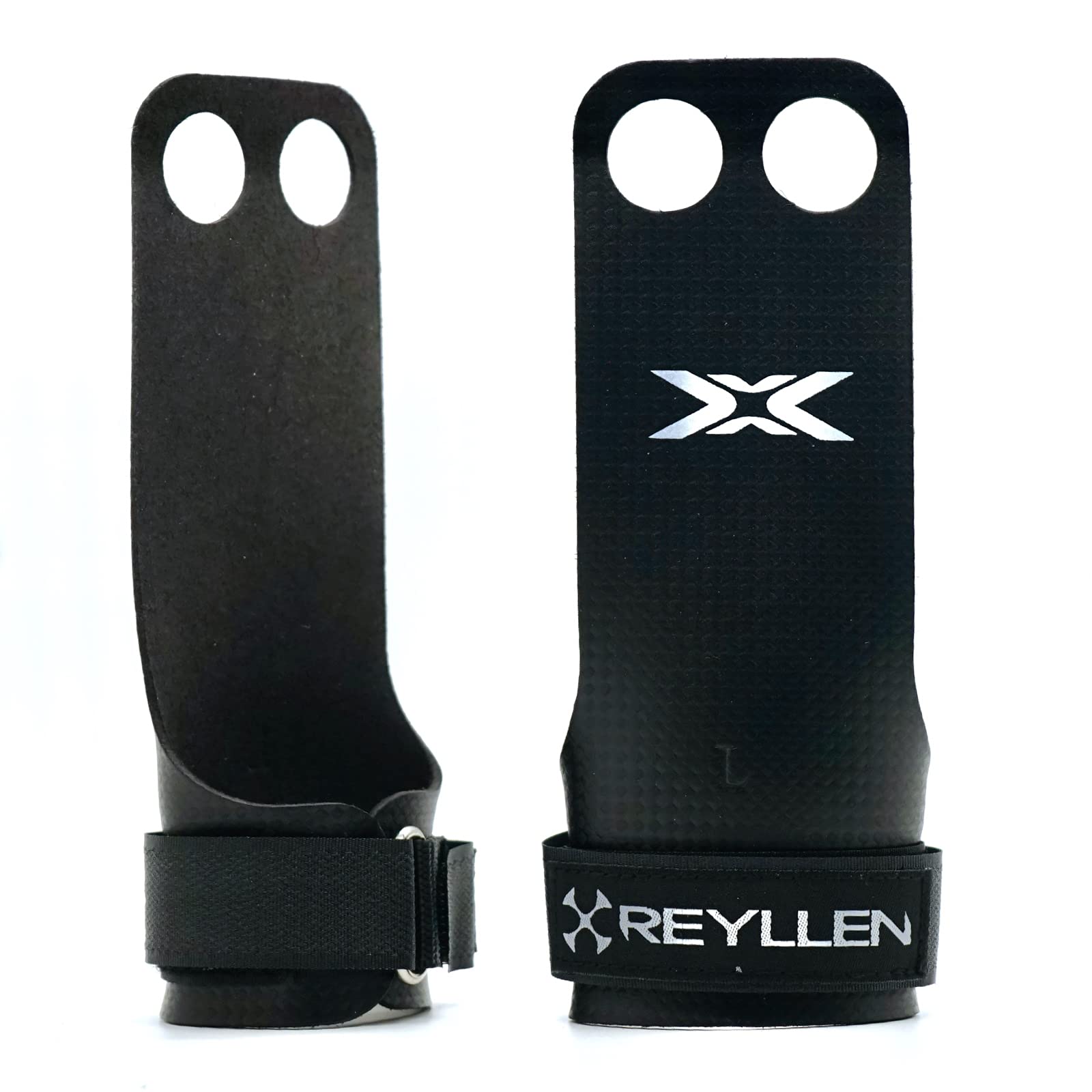 Reyllen® Gecko Carbon X Gymnastic Grips, 2-Hole Hand Grips Strengthener for Crossfit, Weightlifting, Powerlifting, Athletes Palm Protection Hand Guards, Unisex Fitness Workout Equipment