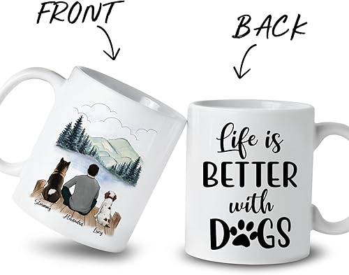Miniatura 2 de Gossby Taza de café personalizada con diseño de perro, regalo para hombres amantes de los perros con nombre, razas de perros personalizadas,
