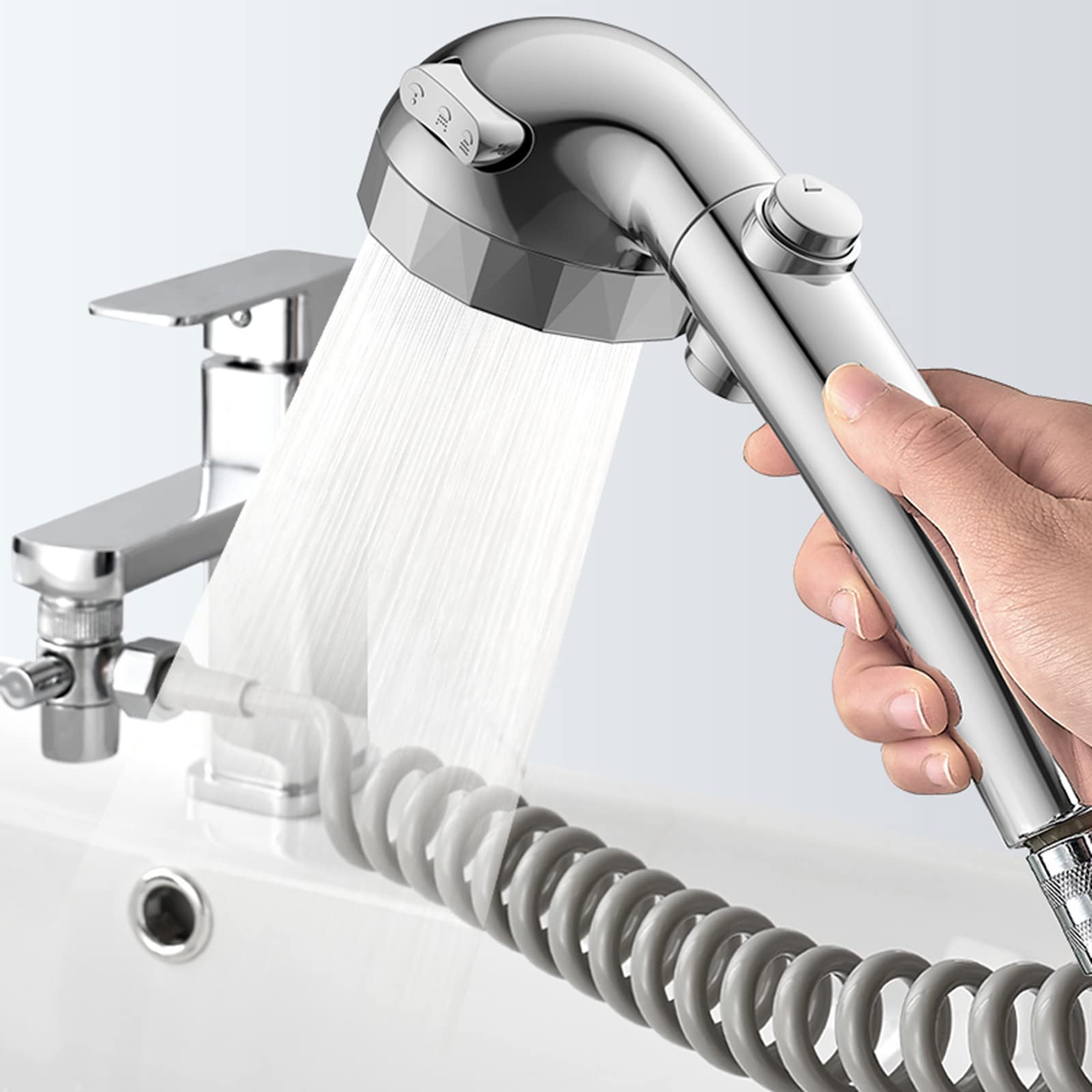Tub Faucet Shower Attachment With 5 Adapters - 3 Spray Modes & Filter System
