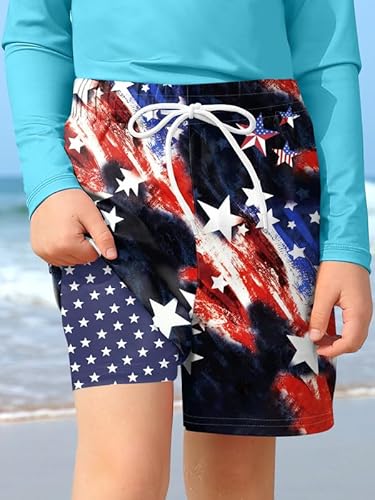 Besserbay Kid Boys July 4Th President's Day Board Shorts Black Red Stars Vintage American Flag Quick Dry Drawstring Swim Trunks 9-10 Years #TOP2