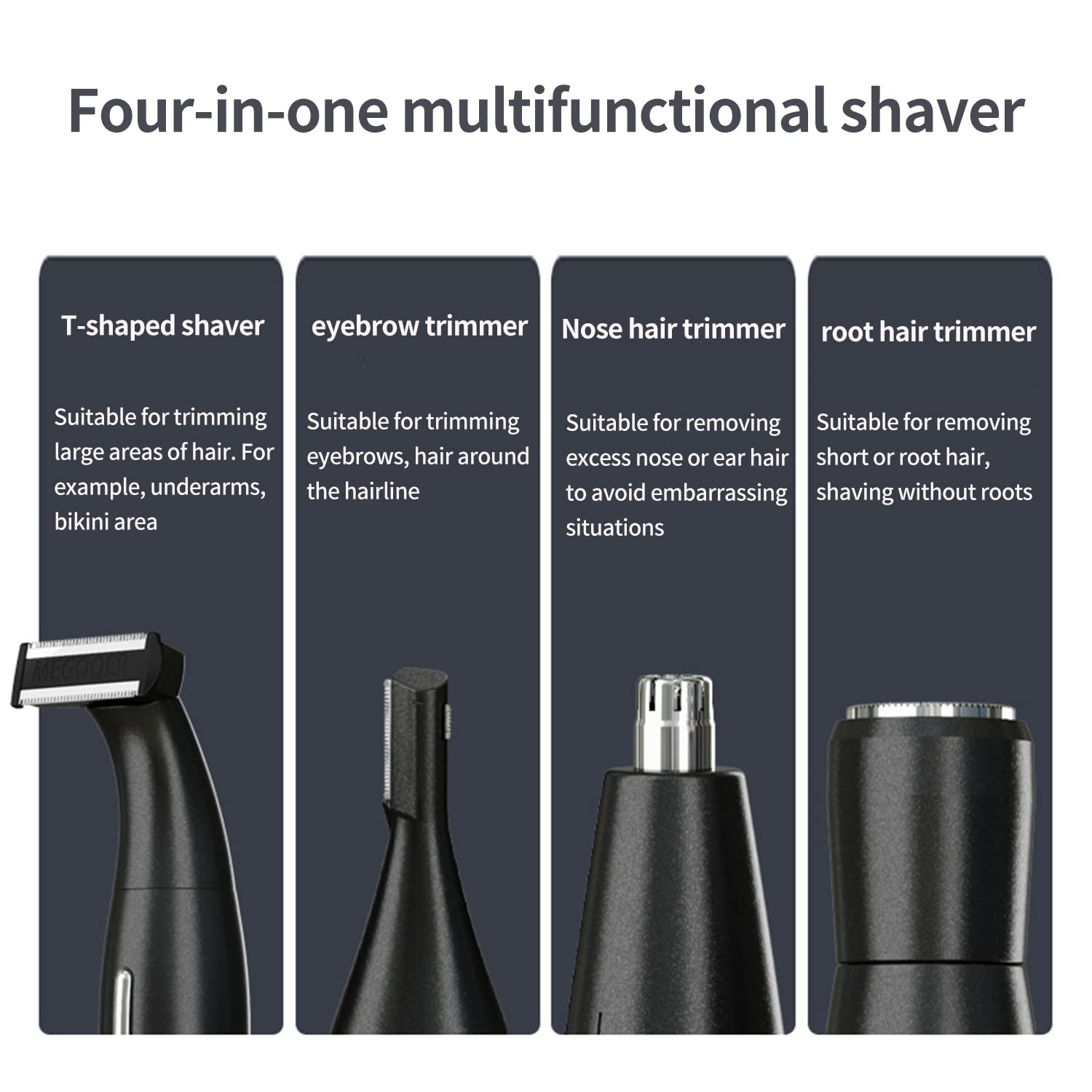 OBEST Rasoir Électrique Homme Multifonction,Rasoir Imperméable 4 en 1,Tondeuse Barbe,Tondeuse Nez,Tondeuse à Sourcils,En Acier Inoxydable,USB Recharger (Noir)