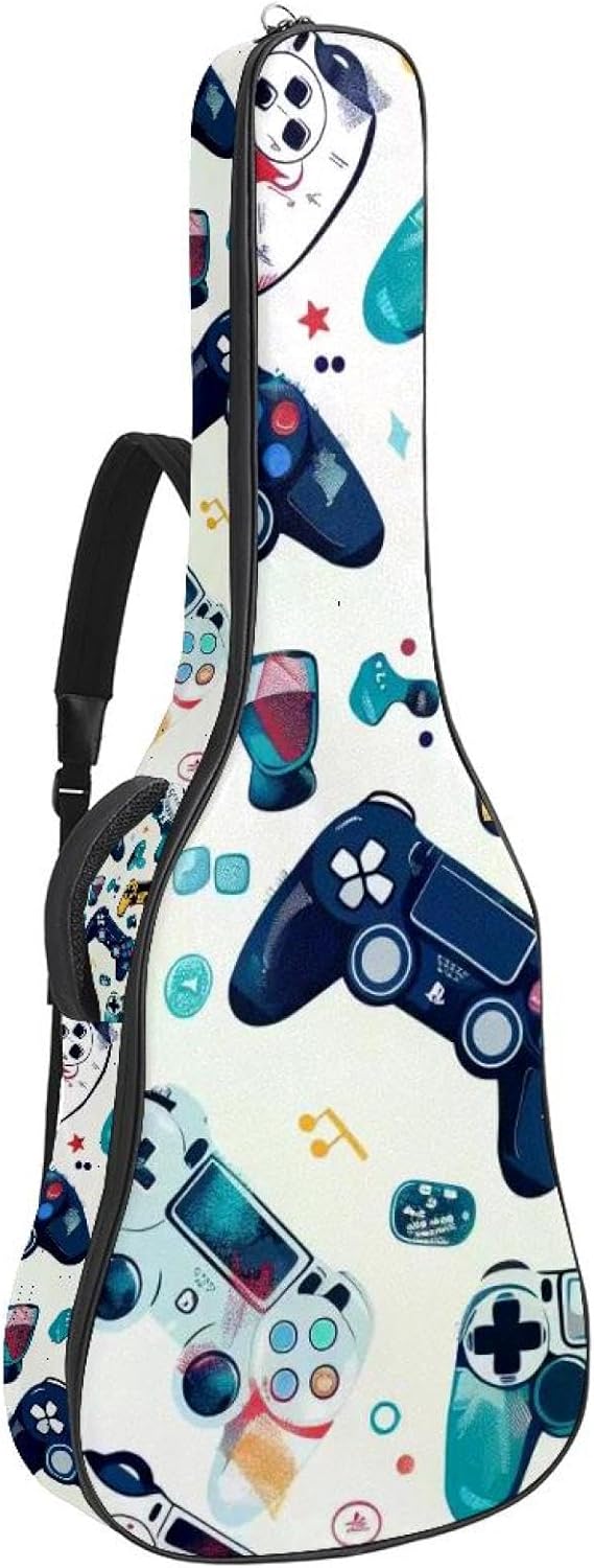 Color Game Controller Guitar Bag 40 41 42 In 2 Pockets Guitar Case Waterproof Guitar Case Resistent Oxford Cloth 0.4 In Extra Thick Sponge Padded for Acoustic Guitar