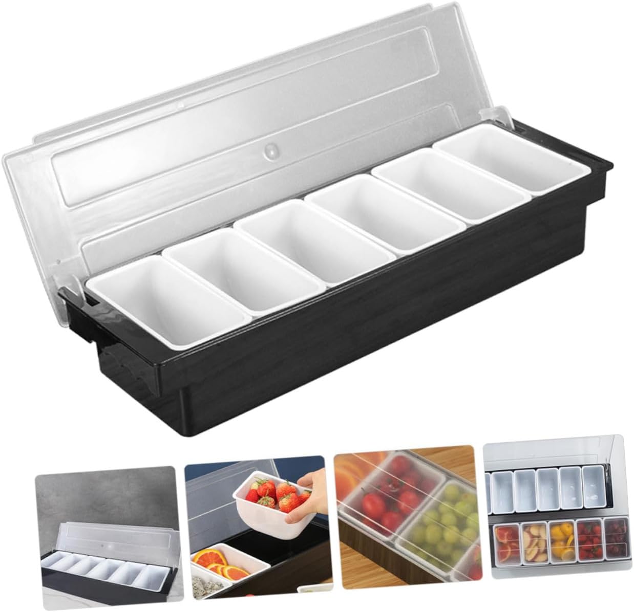 Ciieeo Multiple Compartment Storage Box Condiment for Bar Kitchen Plastic Fruit Snack Organizer