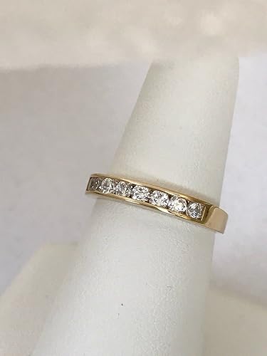 Miniatura 2 de Ssjewel 1 Ct Round Cut Diamond Wedding Band Ring Channel Set 14K Yellow Gold Finish Handmade Anniversary Stackable Matching Gorgeous 925 Sterling