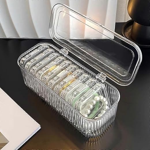 KESRIKART Acrylic Jewelry Organizer Box Set with 10Pcs mini Portable Storage Boxes, Bracelete, Rings, Necklace, Watch, Tra...