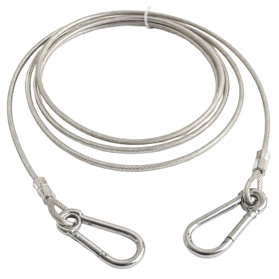 TEELLON 5 Feet (4mm) Heavy Duty Lightweight Tie Out Cable/Leash Dogs for Small Medium Size Pets with Snap Hooks for Dogs Up to 40kg, Anti-Rust Durable Camping Walking Training Leads (White)-image-22