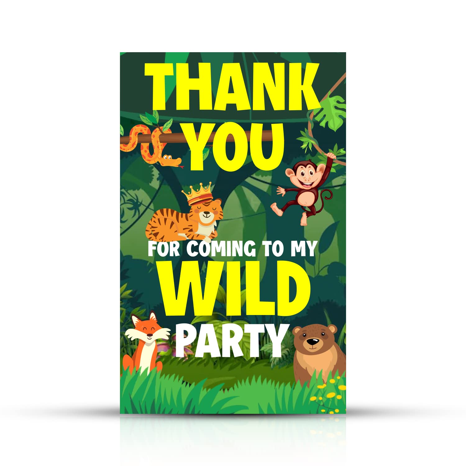 Zyozique Jungle Theme Thank You for Coming to My Wild Party Tags for Birthday,Jungle Thank You Label Tags for Birthday,Bridal Shower, Wedding, Baby Shower, Thanksgiving Favor (Pack of 30)