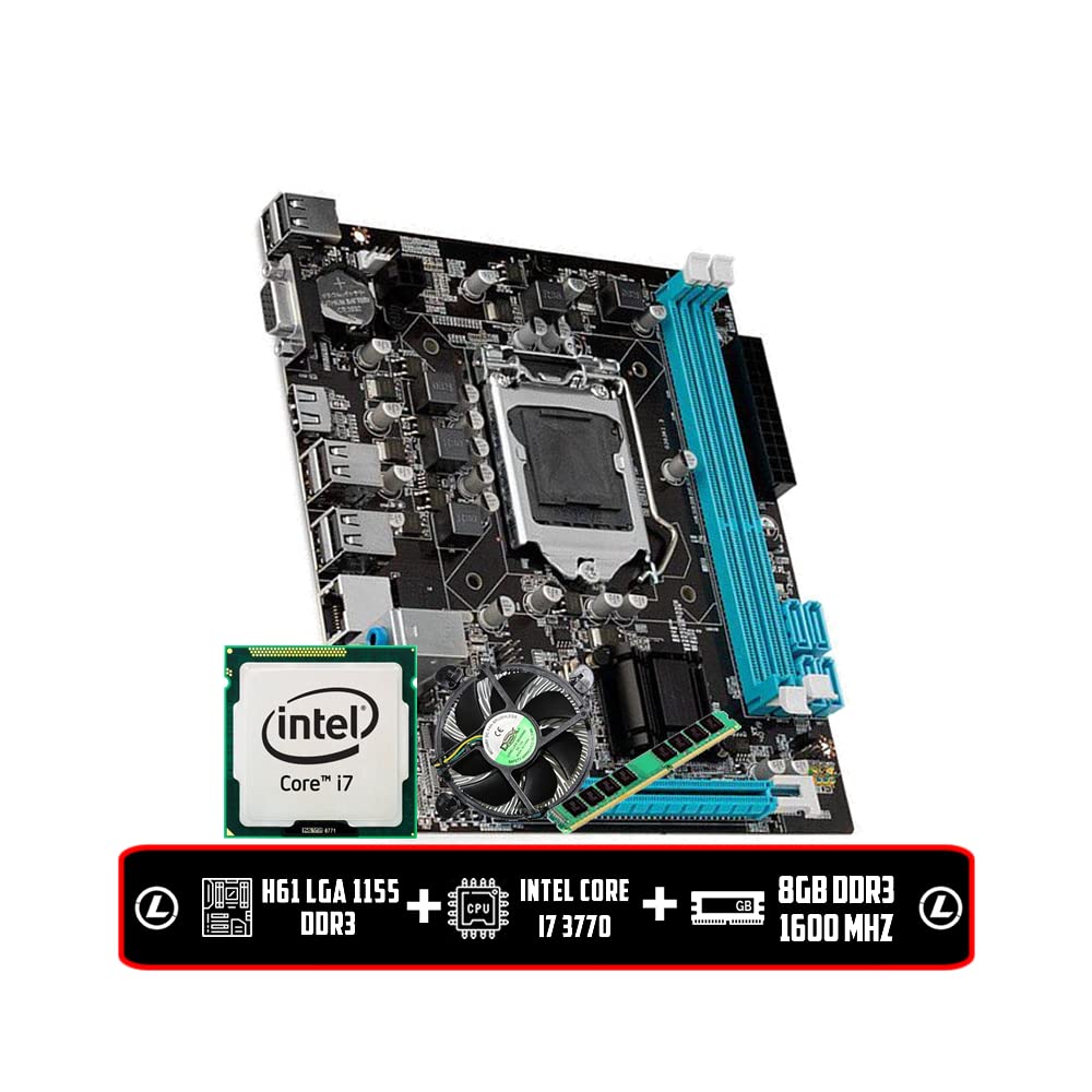 i7-3770S 5枚セット Kit Intel Core I7 3770+Mémoria 8 GB+Cooler+Placa H61 PROMOÇAO