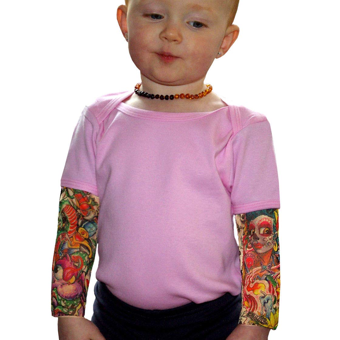 Wild RoseBaby Girls' Tattoo Sleeve Shirt, Sunflower, Pink