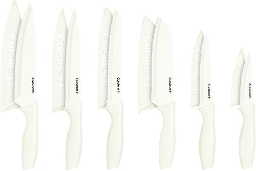 Cuisinart Juego de cuchillos de cerámica de 12 piezas con 6 cuchillas y 6 protectores de cuchillas, ligero, acero inoxidable, duradero y apto para