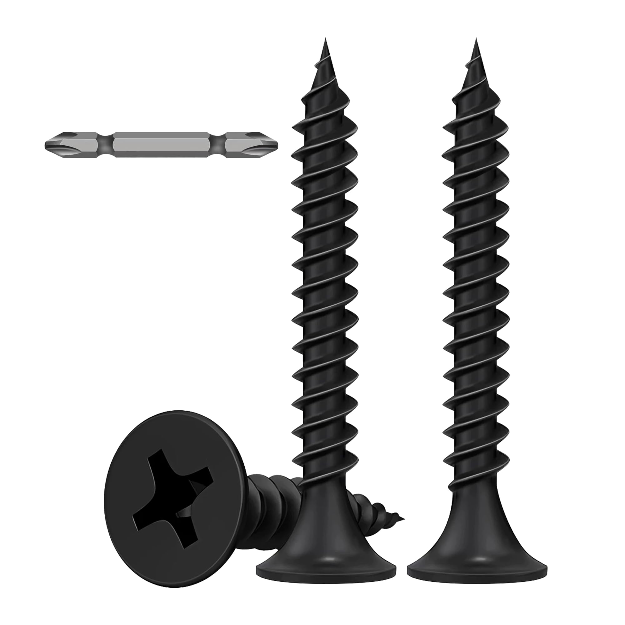210 Pcs Black Drywall Plasterboard Screws M3.5x35mm Drywall Screws Coarse Cement Board Decking Exterior Wood Screws Phillips Drive with Bit Black Wood Screws for Drywall Sheetrock Wood and Furniture