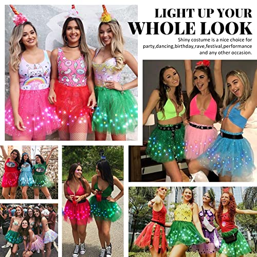 Kefiyis Tüllrock Damen LED Tütü Erwachsene Teenager Tutu Party Ballett Tanzen Fancy Dress Halloween Kostüm