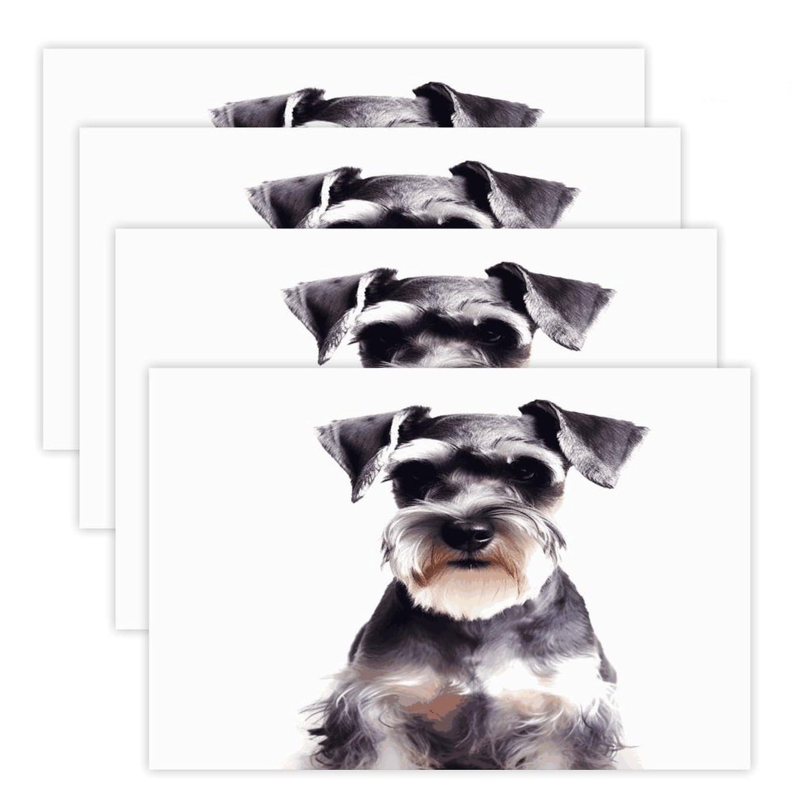 Well-Behaved Schnauzer Placemats Heat-Resistant Washable Place Mats Anti Slip Dining Table Place Mats Wipeable Dining Table Mats Kitchen Decoration Placemats 17.7’’×11.8’’