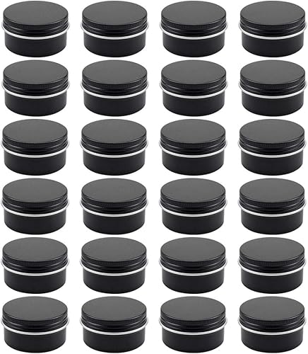Miniatura 9 de Foraineam Paquete de 60 botellas redondas de aluminio para bálsamo labial de 1 onza con tapa de rosca, latas vacías negras para ungüento, polvo,