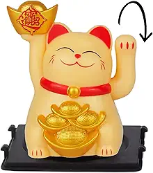 Gato da Sorte Japones, Maneki Neko, Gato da Sorte, DT1948, O Gatinho da Sorte Japonês é Um Símbolo de Boas-vindas, Boa Sorte e Riqueza na Cultura Japonesa, Atrai Riqueza e Fortuna! (Creme)