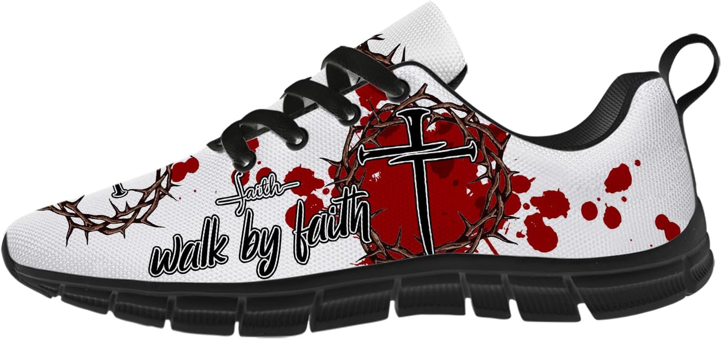 Women's Men's Faith Over Fear Running Shoes Black Walking Sneakers Tennis Shoes Gifts for Women Men