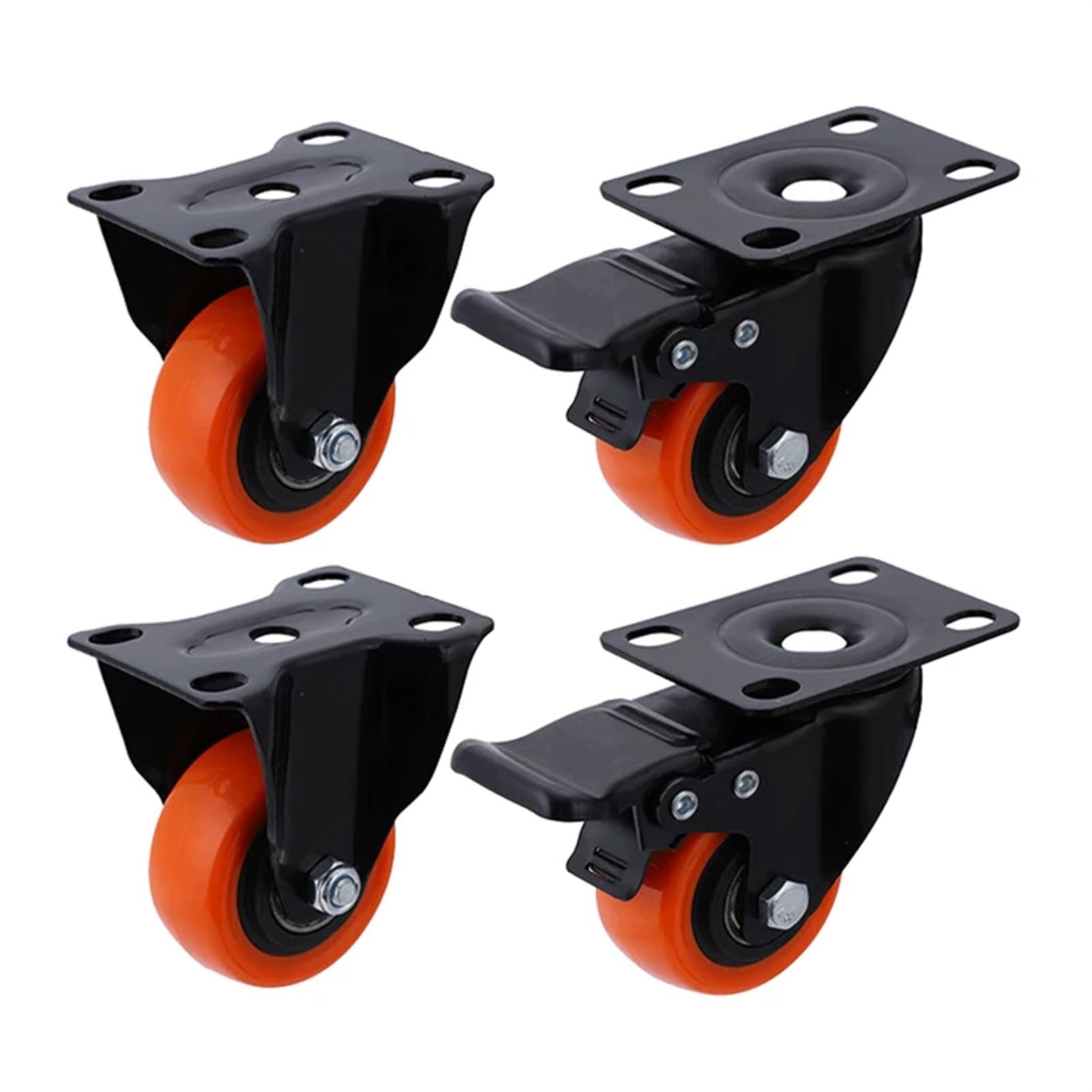 2 Inch Swivel Castor Wheels Heavy Duty Industrial Casters 300KG Orange Polyurethane Trolley Furniture Caster 4Pcs(Color:Type 5)-image-38