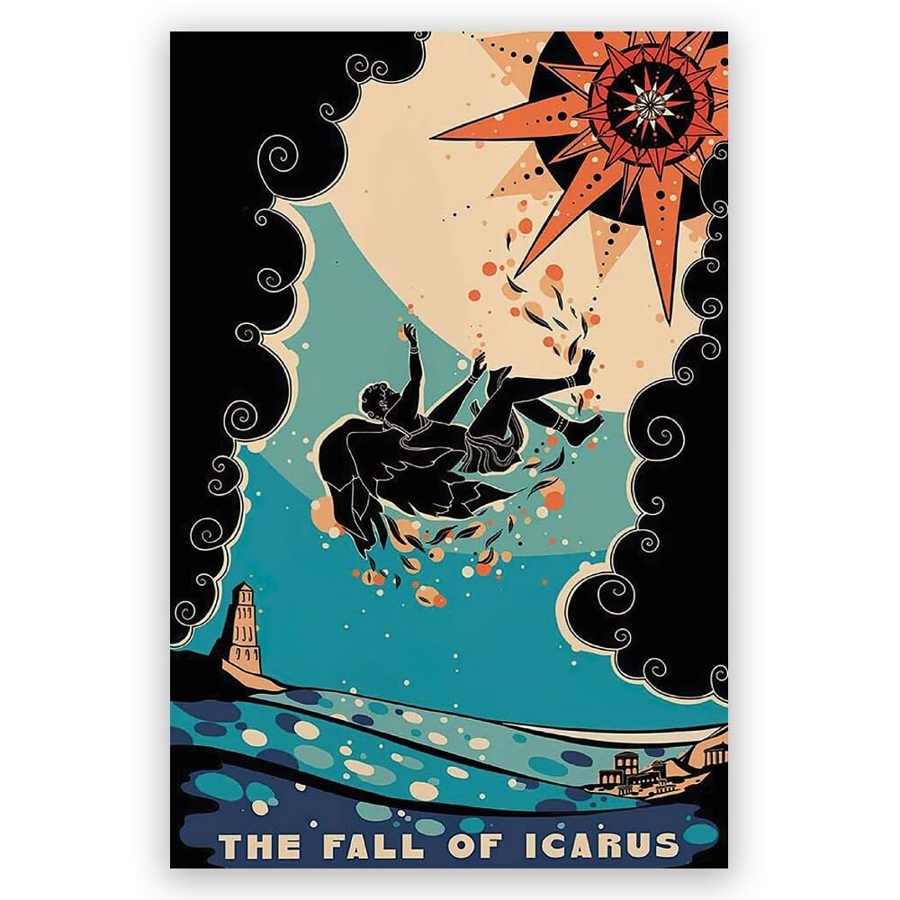 MLabyrinthThe Fall of Icarus poster Ancient Greek Decor Mythology Canvas Wall Art Print Living Room Bedroom Medieval Mythical Art-8x12inch- Unframed