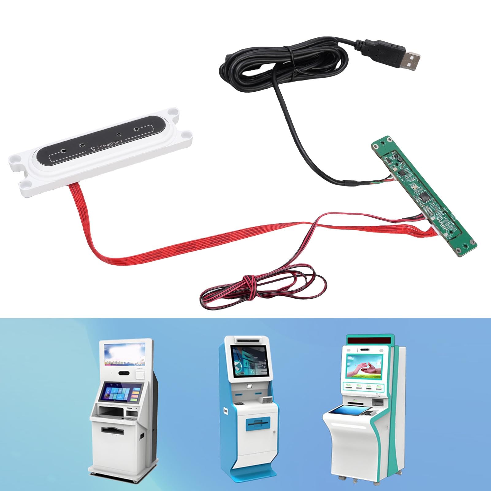 Microfono incorporato, 4 array incorporato microfono omnidirezionale con macchina di riconoscimento vocale regolabile Bianco