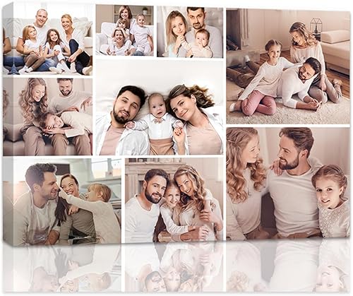 QIXIANG Lienzo decorativo para pared con tus fotos, collage de múltiples fotos, decoración personalizada enmarcada, regalos personalizados de