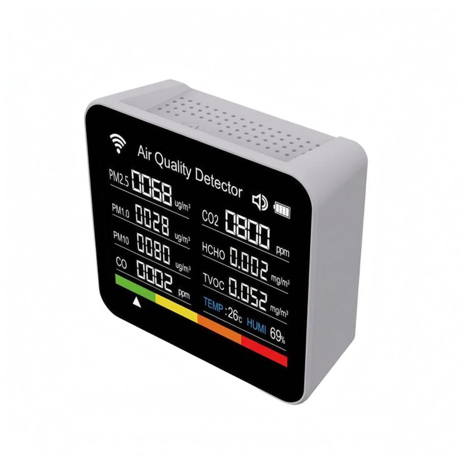 Built-in Display Electronic Quality Tester Temperature and Humidity Indoor Air Quality Tester Handheld Formaldehyde Tester Compact, 2Co10 Wht | Home & Garden | Home Improvement | Heating, Cooling & Air | Central Heating & Cooling Systems | Ducted Evaporative Coolers-image-36