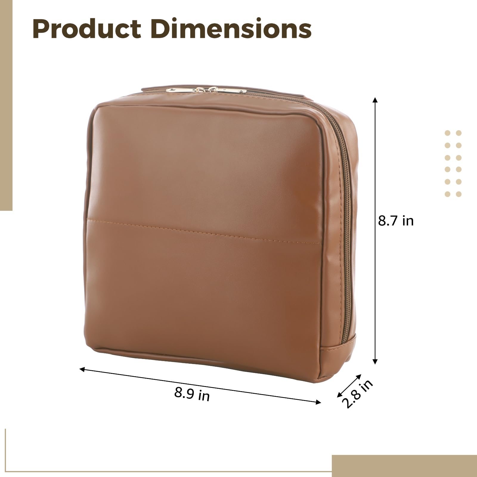 Trousse cosmétique Debout à Prise métallique, Grande capacité, Organiseur de Toilette Portable, étui de Voyage en Cuir PU imperméable, Ouverture Verticale, pour Sport et Camping